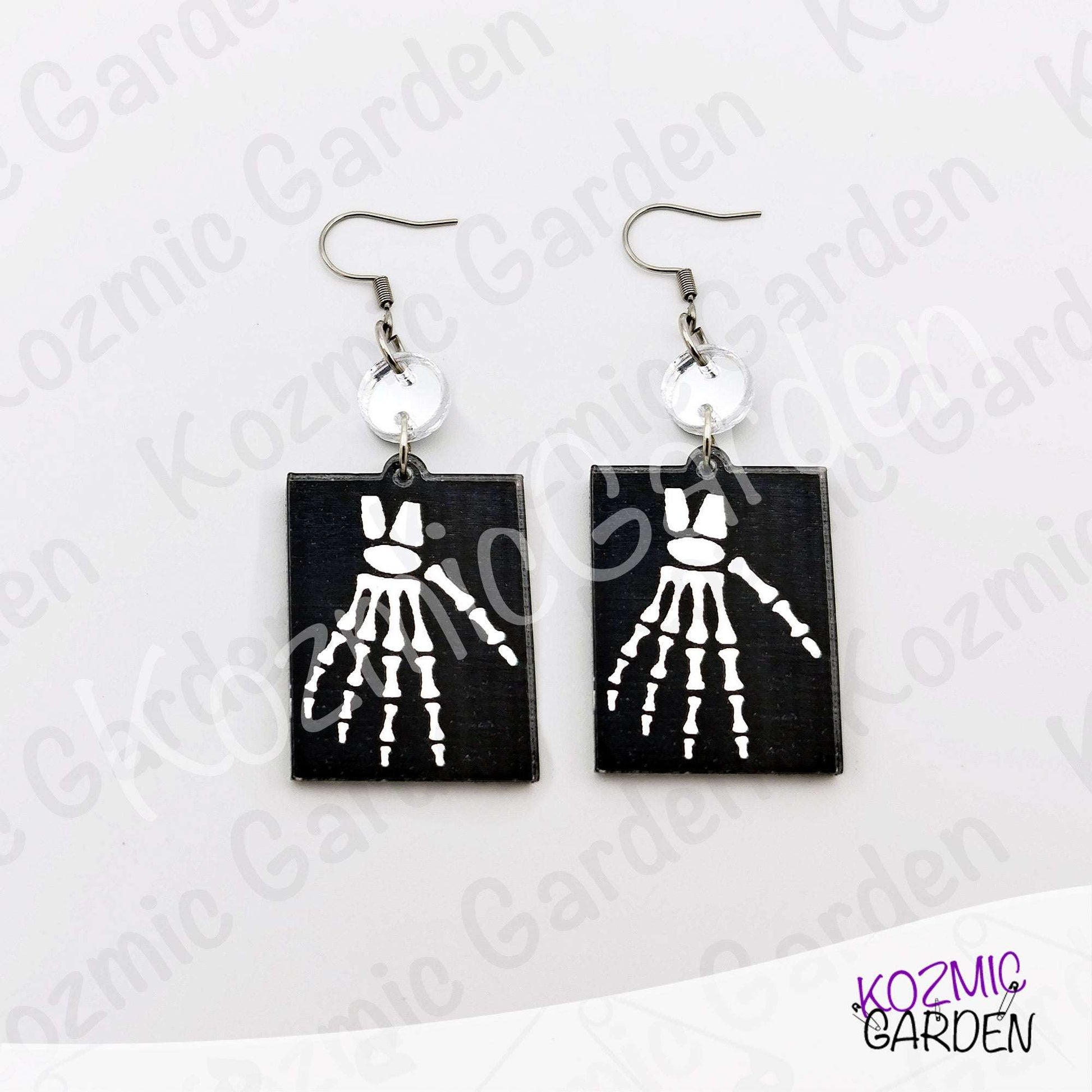 Silver Mirroed X-Ray Skeleton Hand Rib Cage Mismatched Earrings |Anatomy Jewelry