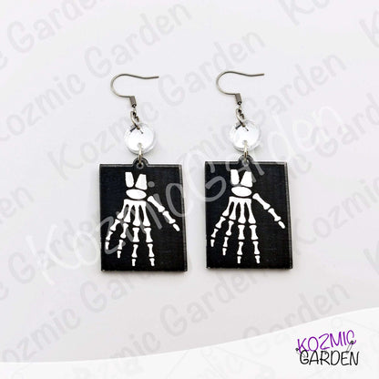 Silver Mirroed X-Ray Skeleton Hand Rib Cage Mismatched Earrings |Anatomy Jewelry
