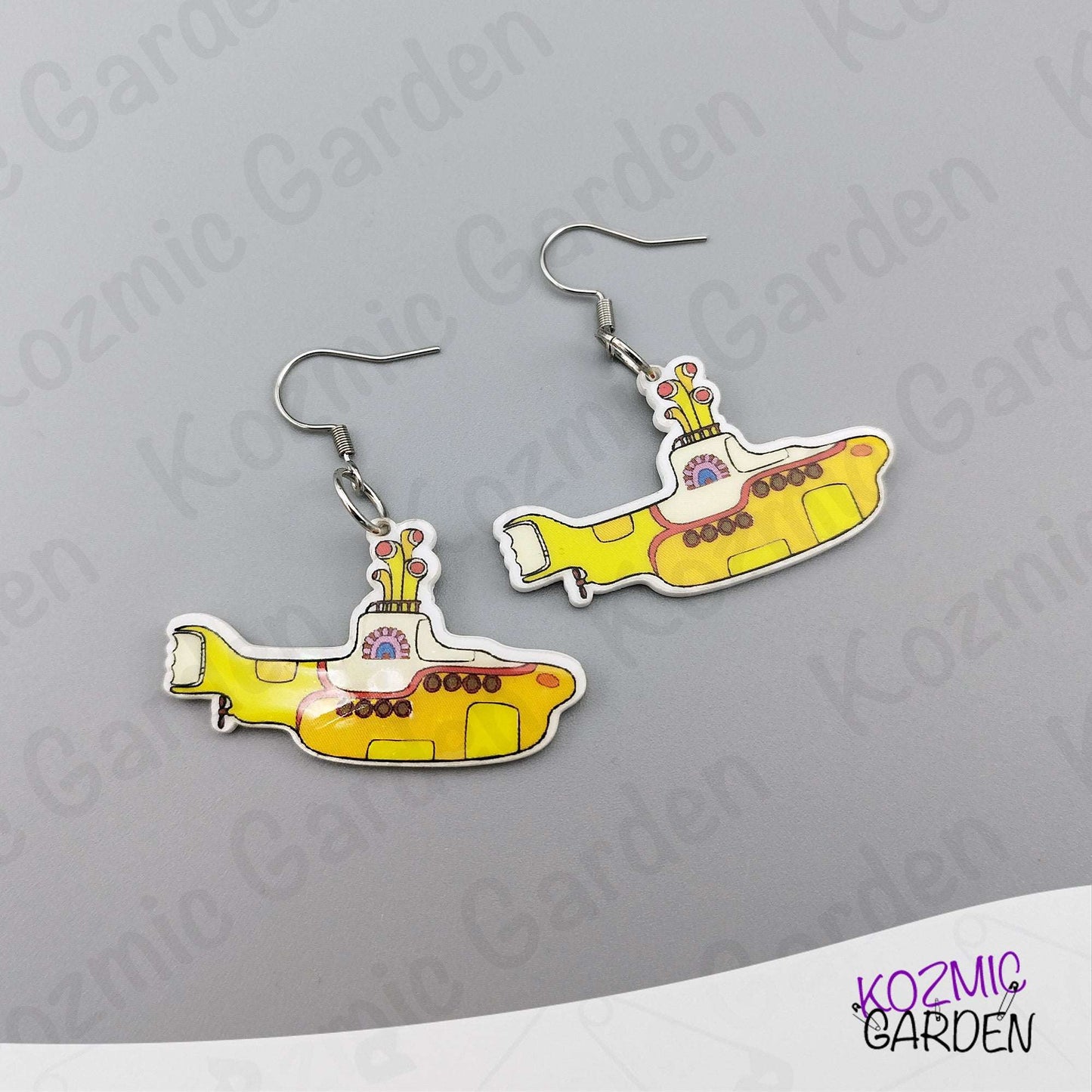 Yellow Submarine Earrings – Colorful Beatles Fun – 60’s Vibes