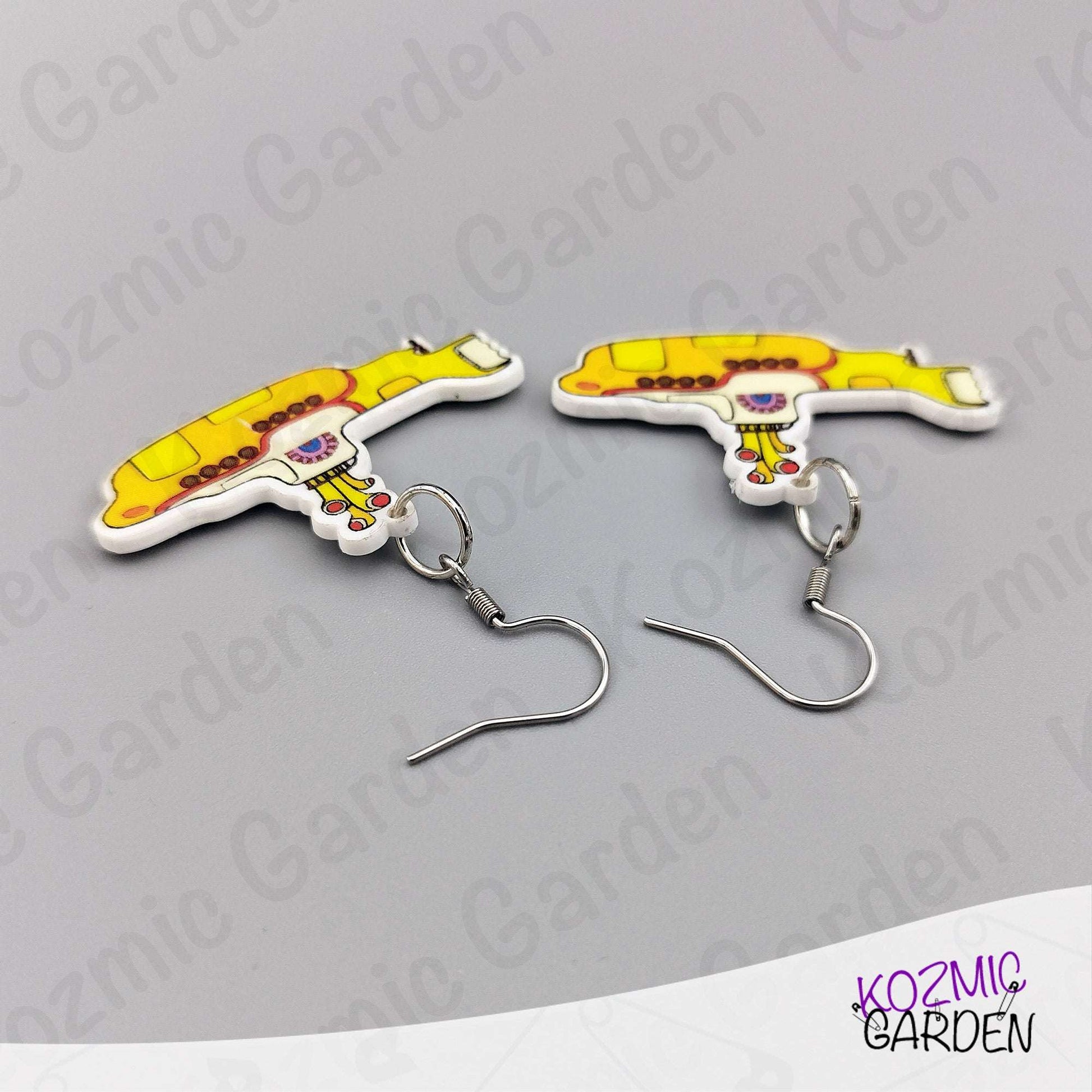 Yellow Submarine Earrings – Colorful Beatles Fun – 60’s Vibes