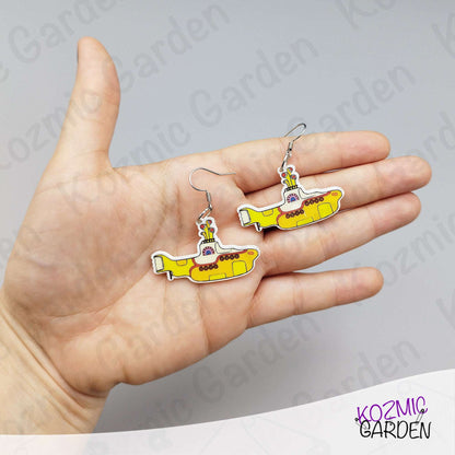 Yellow Submarine Earrings – Colorful Beatles Fun – 60’s Vibes