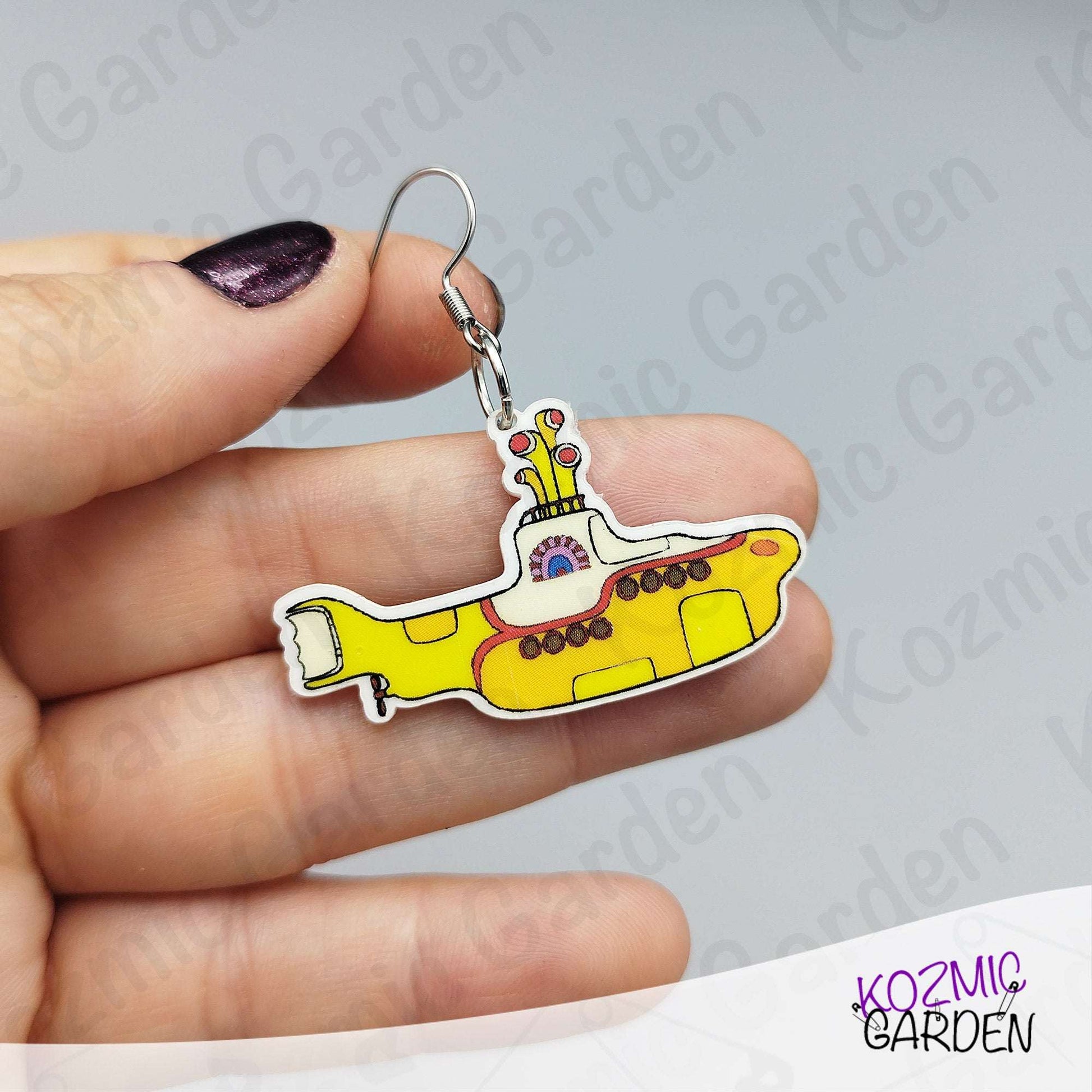 Yellow Submarine Earrings – Colorful Beatles Fun – 60’s Vibes