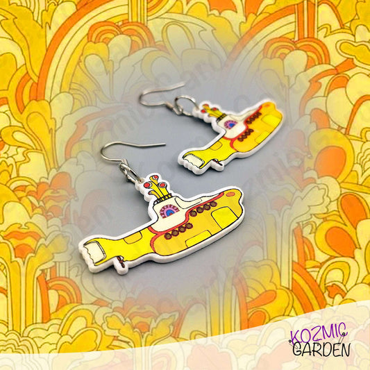 Yellow Submarine Earrings – Colorful Beatles Fun – 60’s Vibes