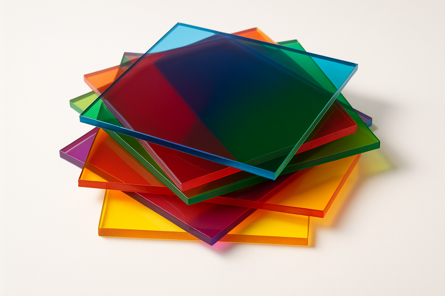 draw a image with a pile of colored acrylic sheets