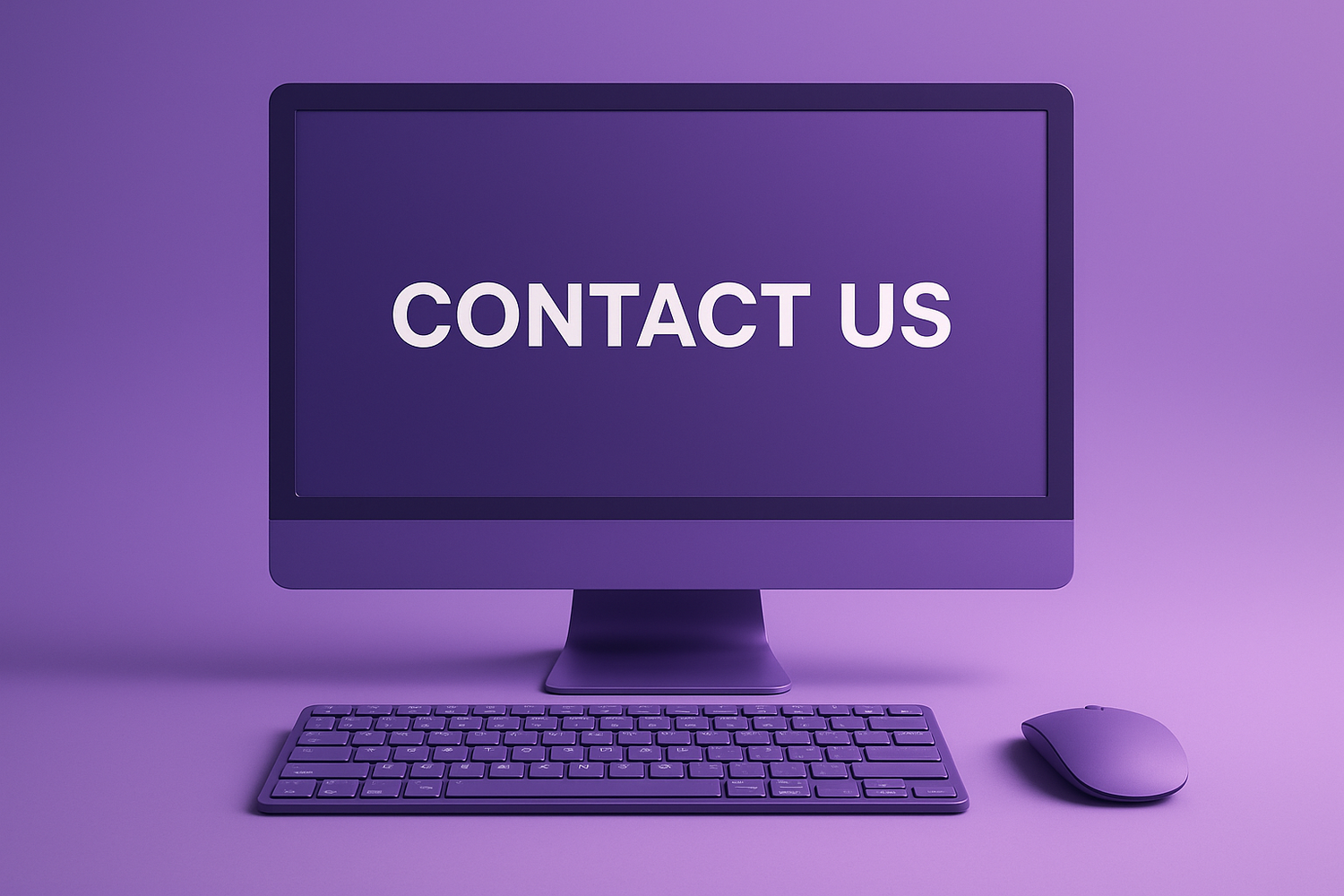 draw an image with a purple computer for the Contact Us section. All imahe has to me purple
