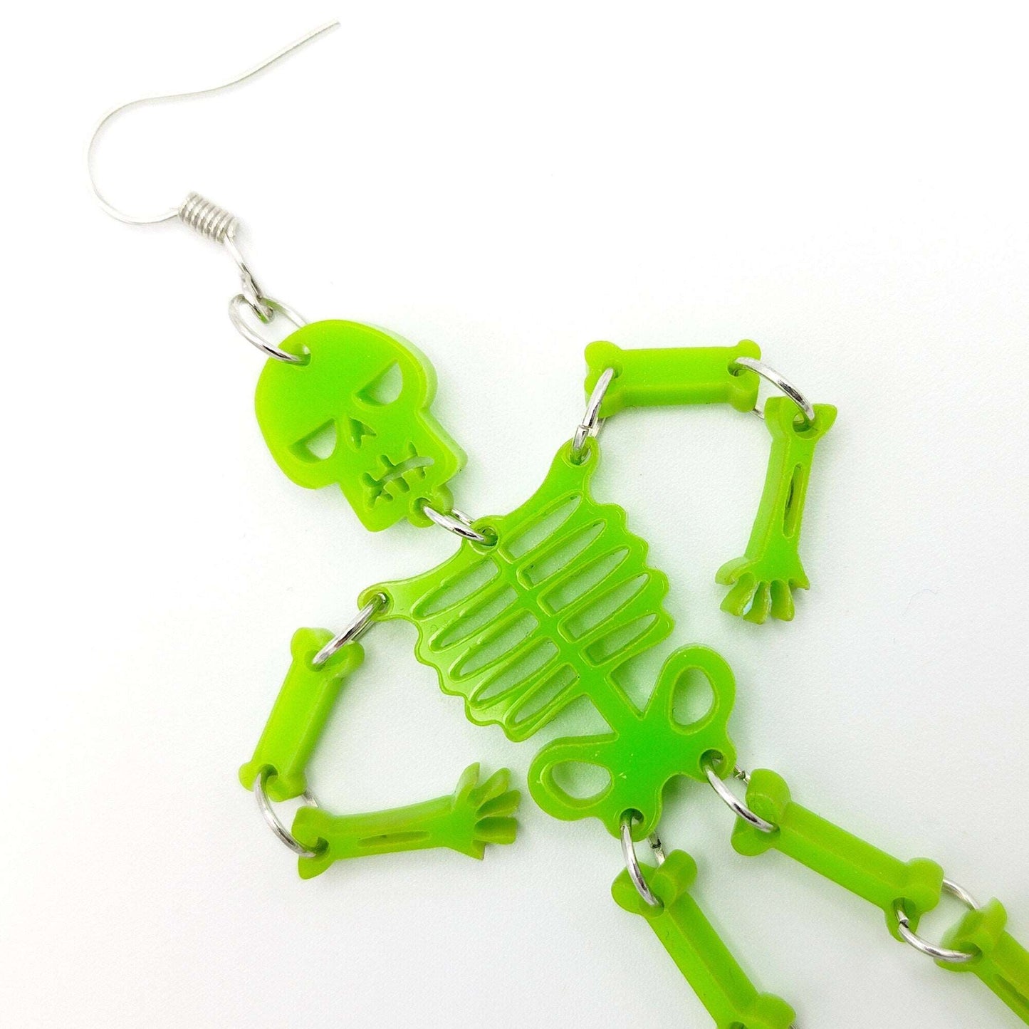 ARTICULATED SKELETON EARRINGS - Movable Skeleton | Wiggling Skeleton | Laser-cut | Halloween | Angry Skeleton | Happy Skeleton | Halloween