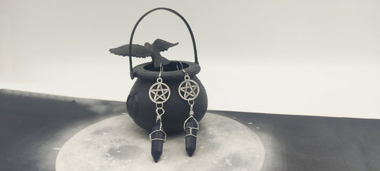 WICCAN CRYTAL PENTAGRAM EARRINGS - Kozmic Garden